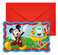 Mickey Mouse papieren uitnodigingen met envelop Rock the House 6 stuks