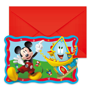Mickey Mouse papieren uitnodigingen met envelop Rock the House 6 stuks