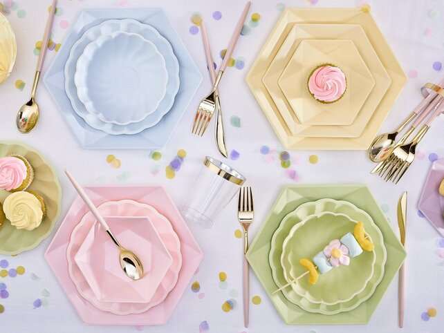 6 Bamboo schaaltjes - pastel geel  - rond 14,8cm