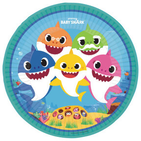 Baby Shark papieren borden 23cm 8 stuks