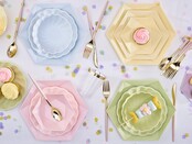 6 Bamboo bordjes - pastel geel - 16cm