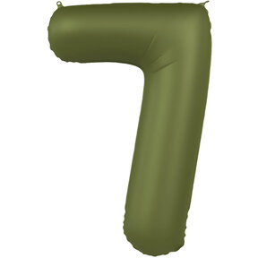 Folieballon Cijfer 7 - Olijf Groen Mat- 86 cm