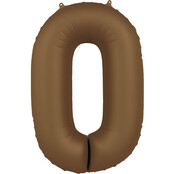 Folieballon Cijfer 0 - Chocolade Bruin Mat- 86 cm