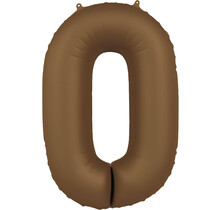 Folieballon Cijfer 0 - Chocolade Bruin Mat- 86 cm