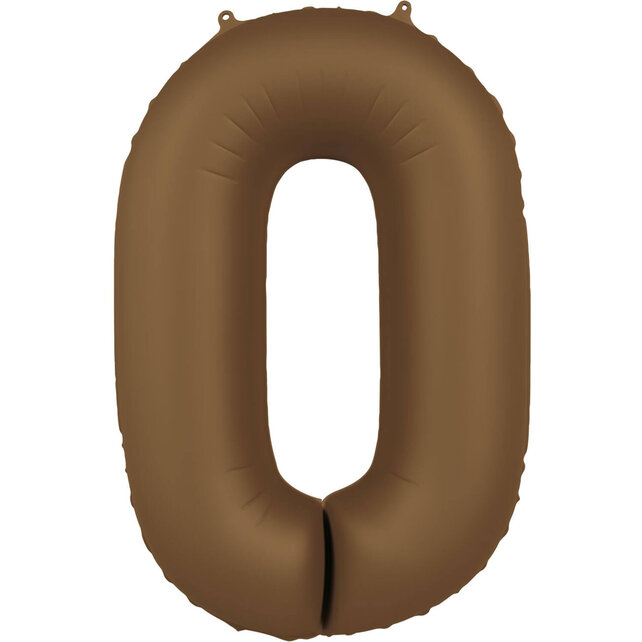 Folieballon Cijfer 0 - Chocolade Bruin Mat- 86 cm