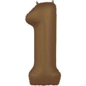 Folieballon Cijfer 1 - Chocolade Bruin Mat- 86 cm