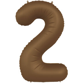Folieballon Cijfer 2 - Chocolade Bruin Mat- 86 cm