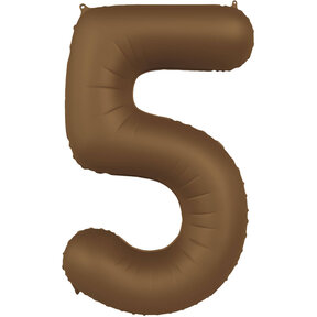 Folieballon Cijfer 5 - Chocolade Bruin Mat- 86 cm