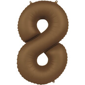 Folieballon Cijfer 8 - Chocolade Bruin Mat- 86 cm
