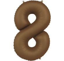 Folieballon Cijfer 8 - Chocolade Bruin Mat- 86 cm