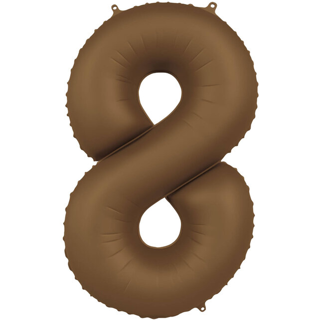 Folieballon Cijfer 8 - Chocolade Bruin Mat- 86 cm