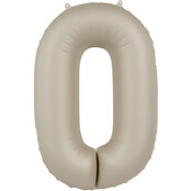 Folieballon Cijfer 0 - Creamy Latte Mat- 86 cm