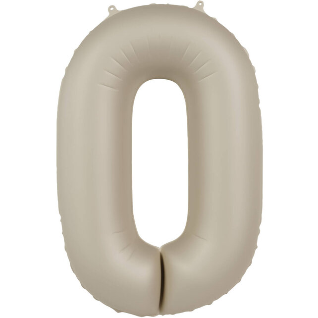 Folieballon Cijfer 0 - Creamy Latte Mat- 86 cm