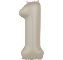 Folieballon Cijfer 1 - Creamy Latte Mat- 86 cm