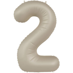 Folieballon Cijfer 2 - Creamy Latte Mat- 86 cm