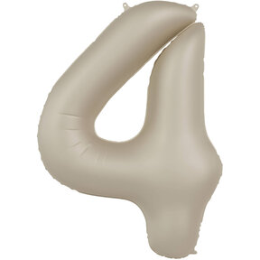 Folieballon Cijfer 4 - Creamy Latte Mat- 86 cm