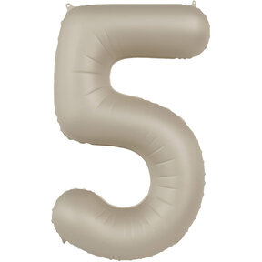 Folieballon Cijfer 5 - Creamy Latte Mat- 86 cm