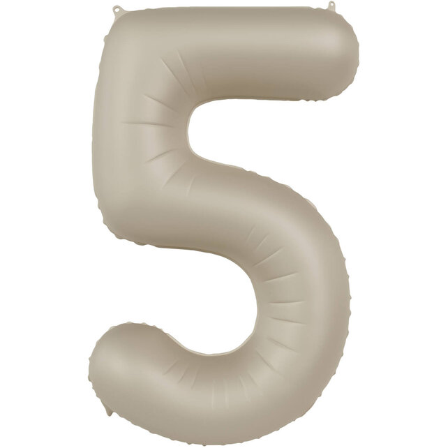 Folieballon Cijfer 5 - Creamy Latte Mat- 86 cm