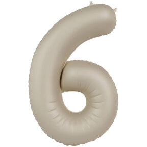 Folieballon Cijfer 6 - Creamy Latte Mat- 86 cm