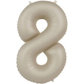Folieballon Cijfer 8 - Creamy Latte Mat- 86 cm