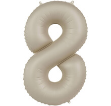 Folieballon Cijfer 8 - Creamy Latte Mat- 86 cm