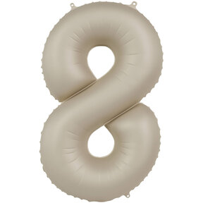 Folieballon Cijfer 8 - Creamy Latte Mat- 86 cm