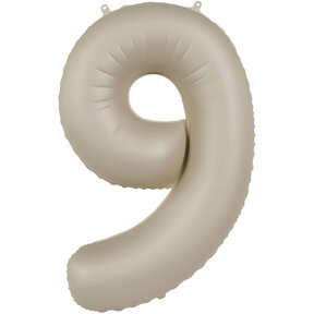 Folieballon Cijfer 9 - Creamy Latte Mat- 86 cm