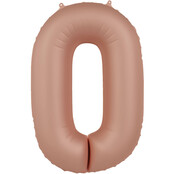 Folieballon Cijfer 0 - Rose Goud Mat - 86 cm