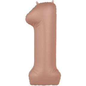 Folieballon Cijfer 1 - Rose Goud Mat - 86 cm
