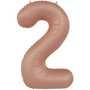 Folieballon Cijfer 2 - Rose Goud Mat - 86 cm