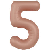 Folieballon Cijfer 5 - Rose Goud Mat - 86 cm