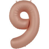 Folieballon Cijfer 9 - Rose Goud Mat - 86 cm
