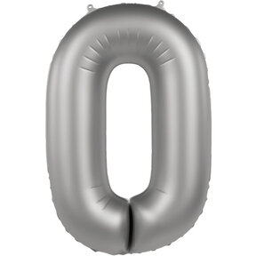Folieballon Cijfer 0 - Moonlight Silver - 86 cm