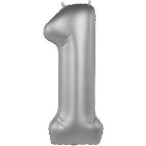 Folieballon Cijfer 1 - Moonlight Silver - 86 cm