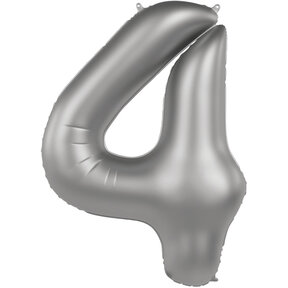 Folieballon Cijfer 4 - Moonlight Silver - 86 cm