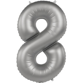 Folieballon Cijfer 8 - Moonlight Silver - 86 cm