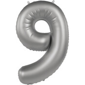 Folieballon Cijfer 9 - Moonlight Silver - 86 cm