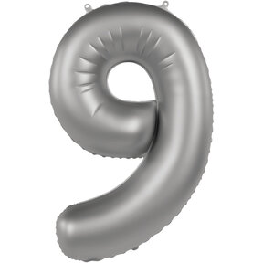Folieballon Cijfer 9 - Moonlight Silver - 86 cm