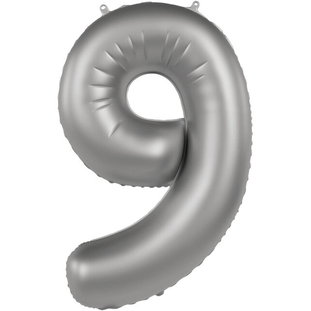 Folieballon Cijfer 9 - Moonlight Silver - 86 cm