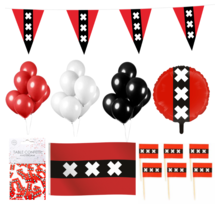Amsterdam feestpakket XL2 – vlaggen, ballon, confetti & prikkers