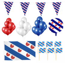 Friesland feestpakket L – vlag, ballon, prikkers & ballonnen