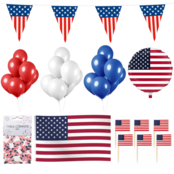 Amerika feestpakket XL2 – vlaggen, ballon, prikkers, confetti & 30 ballonnen