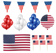 Amerika feestpakket L – vlaggen, ballon, prikkers & ballonnen