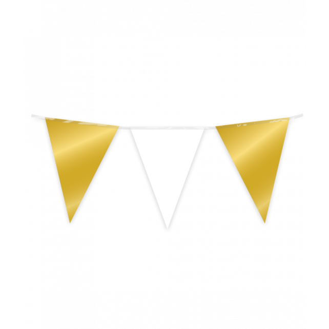 Vlaggenlijn Goud en Parel Wit metallic 10 meter