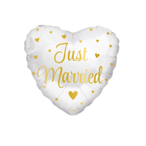 Folieballon Just Married Goud en Wit 46cm