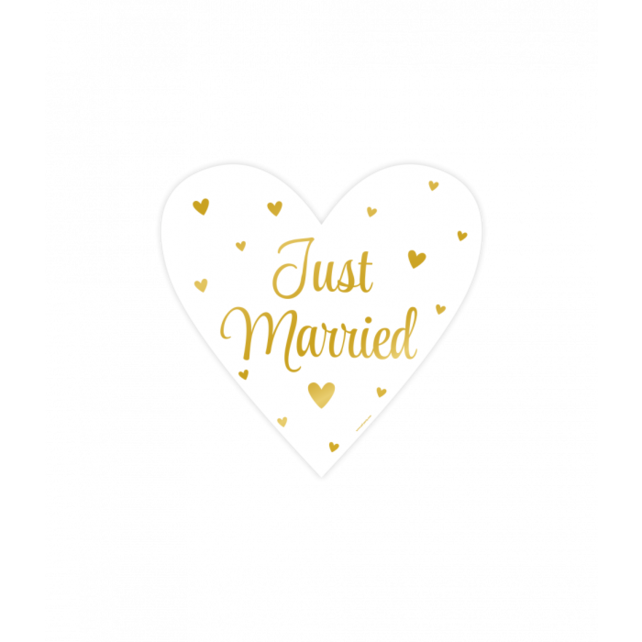 Decoratie Sign Just Married Goud en Wit 25cm 3 stuks