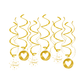 Swirl Decoraties Just Married Goud en Wit 12 stuks