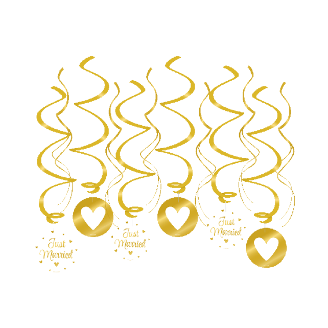 Swirl Decoraties Just Married Goud en Wit 12 stuks