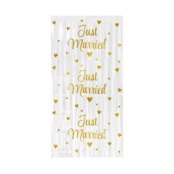 Deurgordijn Just Married Goud en Wit 2x1 meter