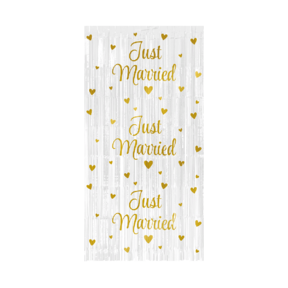 Deurgordijn Just Married Goud en Wit 2x1 meter